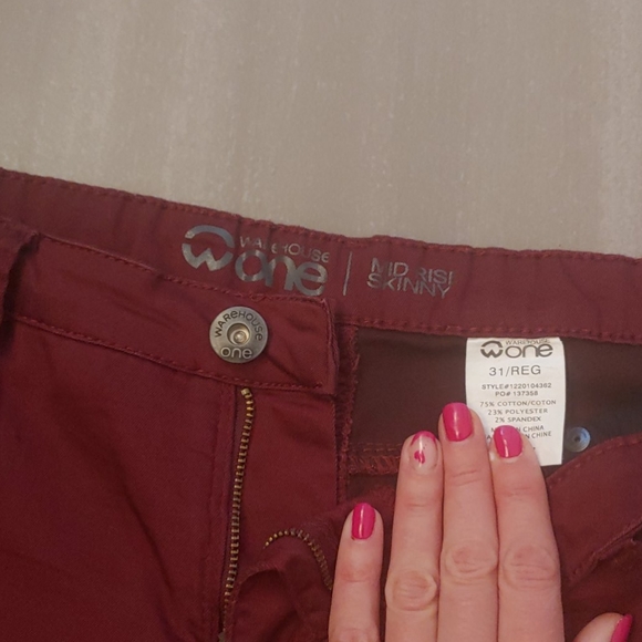 Warehouse One Burgundy Pants - Picture 2 of 2